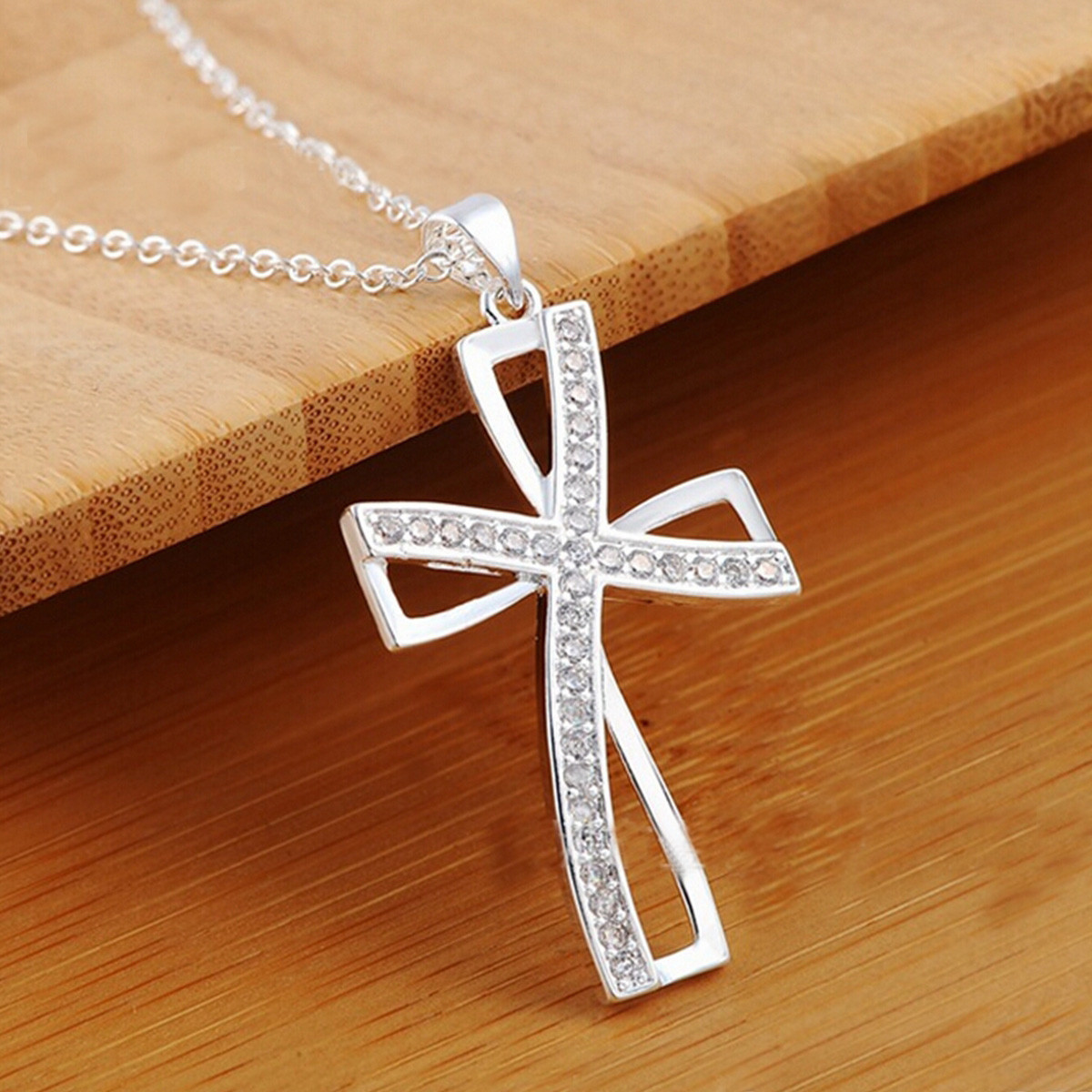 Large silver cross necklace womens 2025